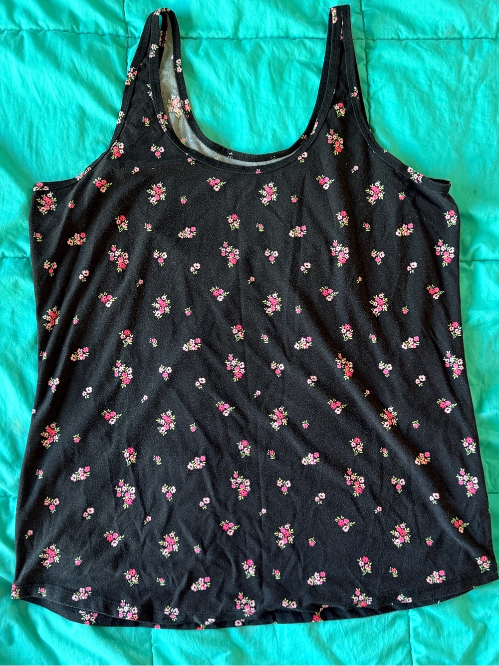 No Boundaries Black Floral Scoop Tank Top